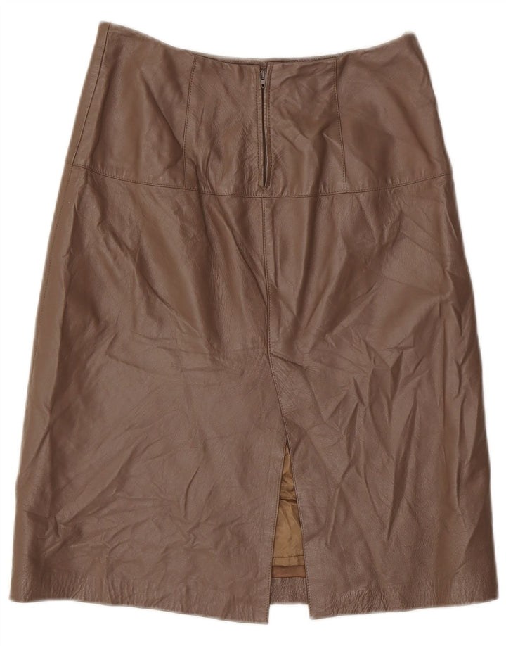 Saia de couro feminina vintage IT 42 médio W28 marrom
