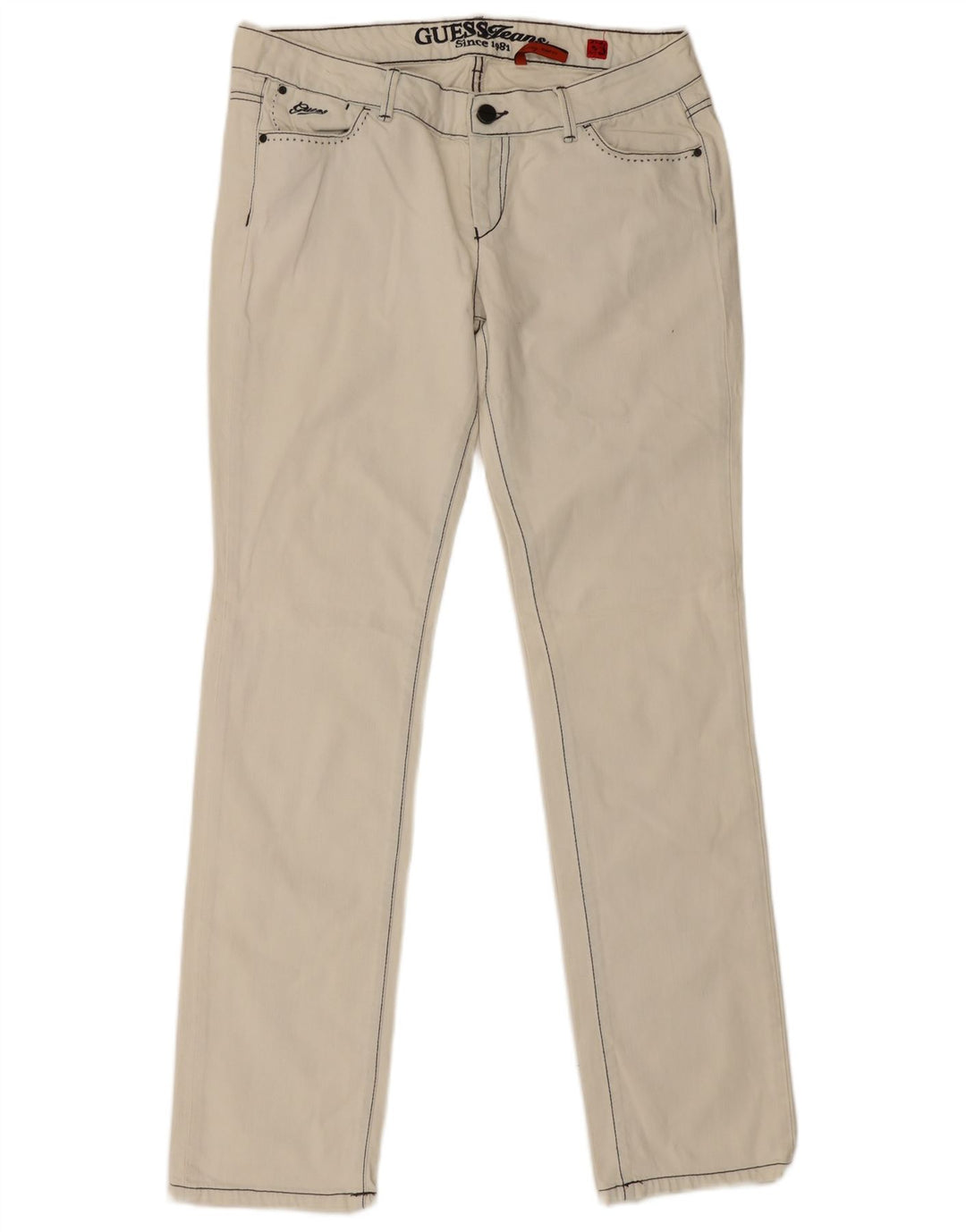Guess Jeans Slim Feminino W33 L34 Off White Algodão