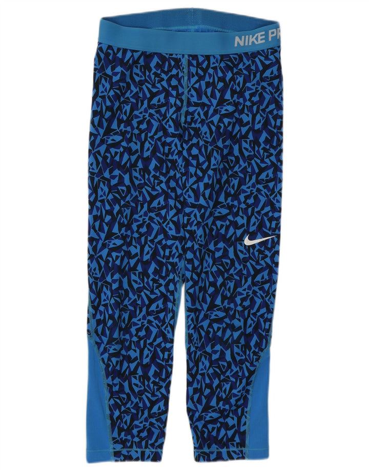Leggings Nike Femininas UK 12 Poliéster Geométrico Azul Médio