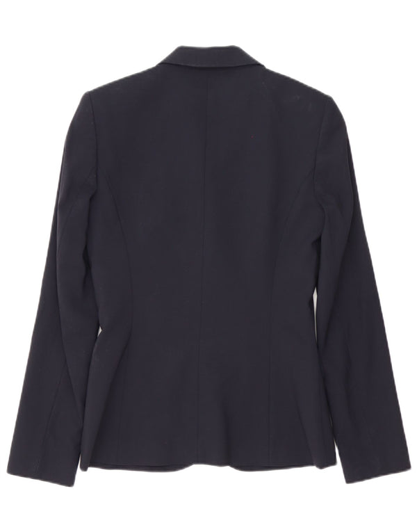 Jaqueta blazer feminina Hugo Boss com 2 botões Reino Unido 6 XS azul marinho lã virgem