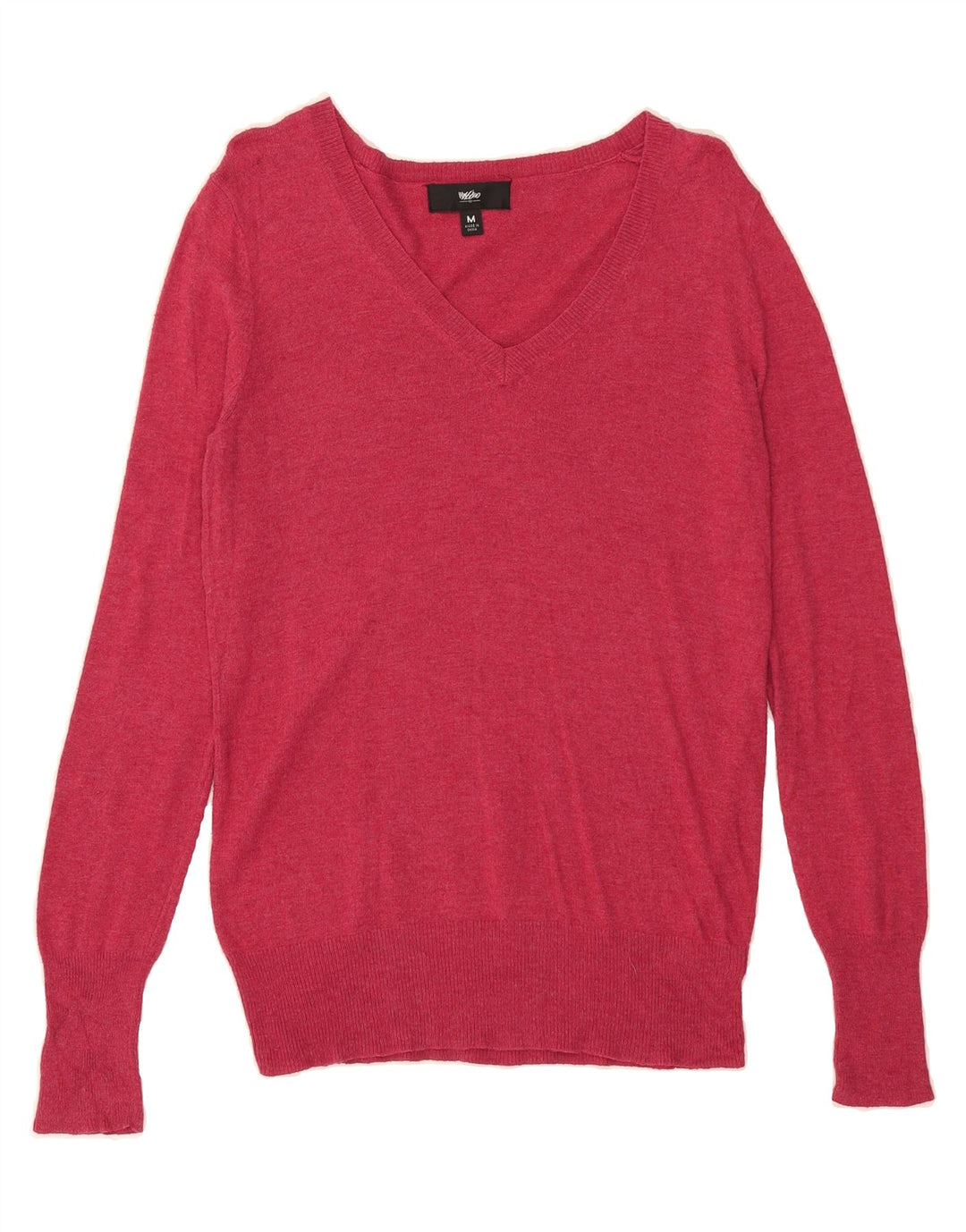 MOSSIMO Womens V-Neck Jumper Sweater UK 12 Medium Pink Nylon Vintage Mossimo and Second-Hand Mossimo from Messina Hembry 