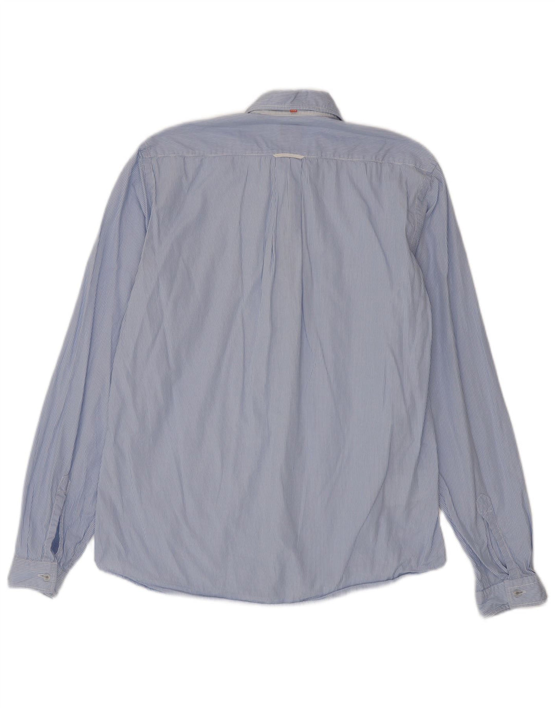 Camisa masculina Hugo Boss de algodão listrado azul médio