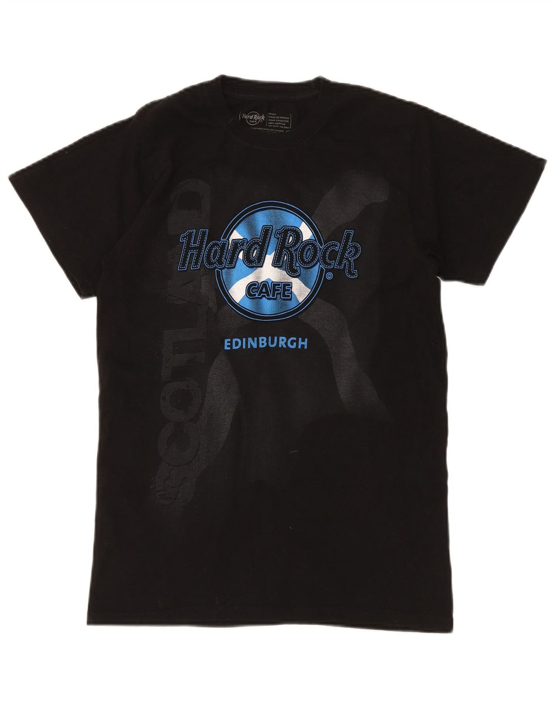 Camiseta masculina HARD ROCK CAFE Edinburgh com estampa gráfica pequena de algodão preto