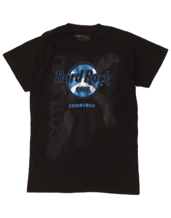 Camiseta masculina HARD ROCK CAFE Edinburgh com estampa gráfica pequena de algodão preto