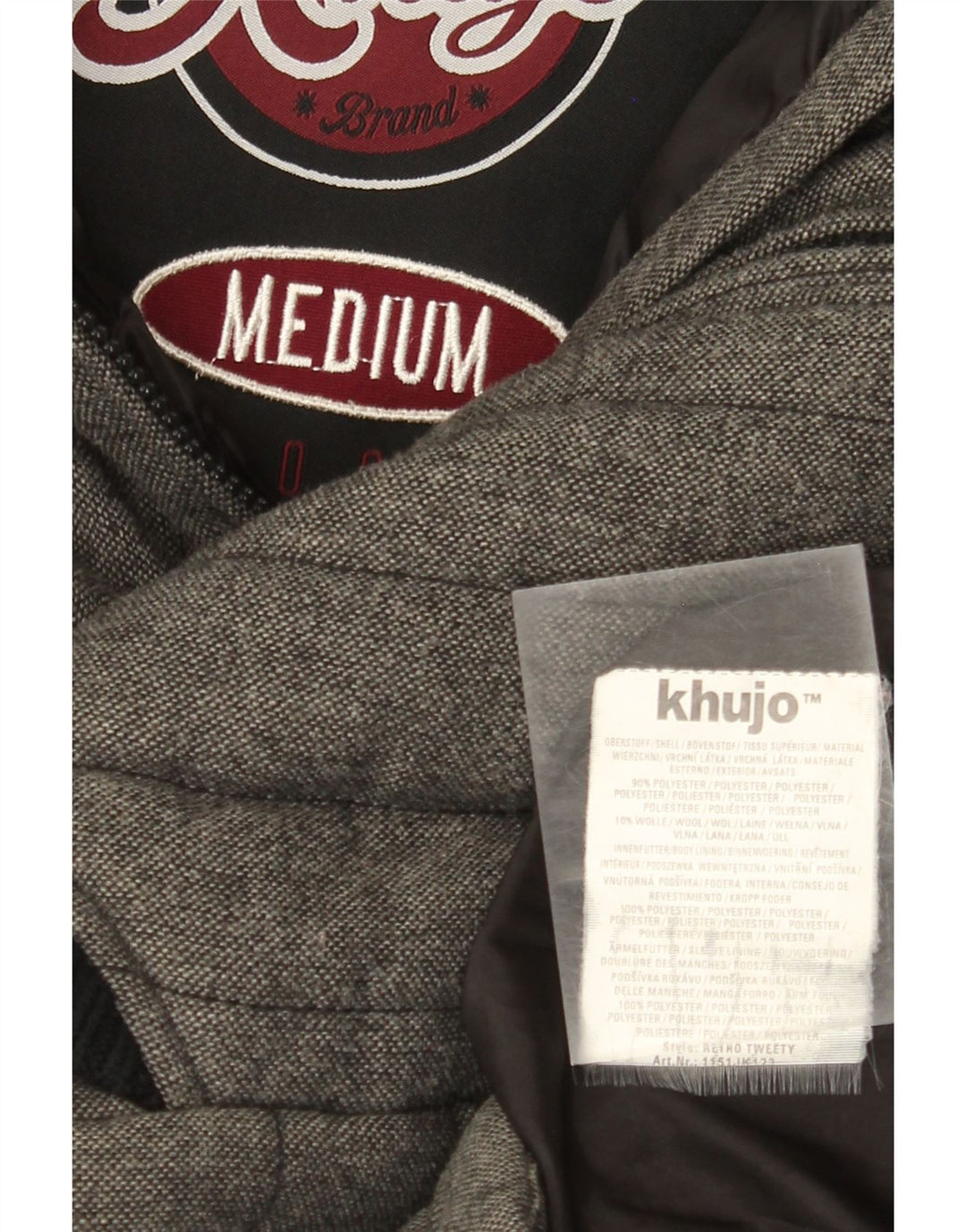 Jaqueta feminina acolchoada com capuz KHUJO UK 14 poliéster colorblock cinza médio