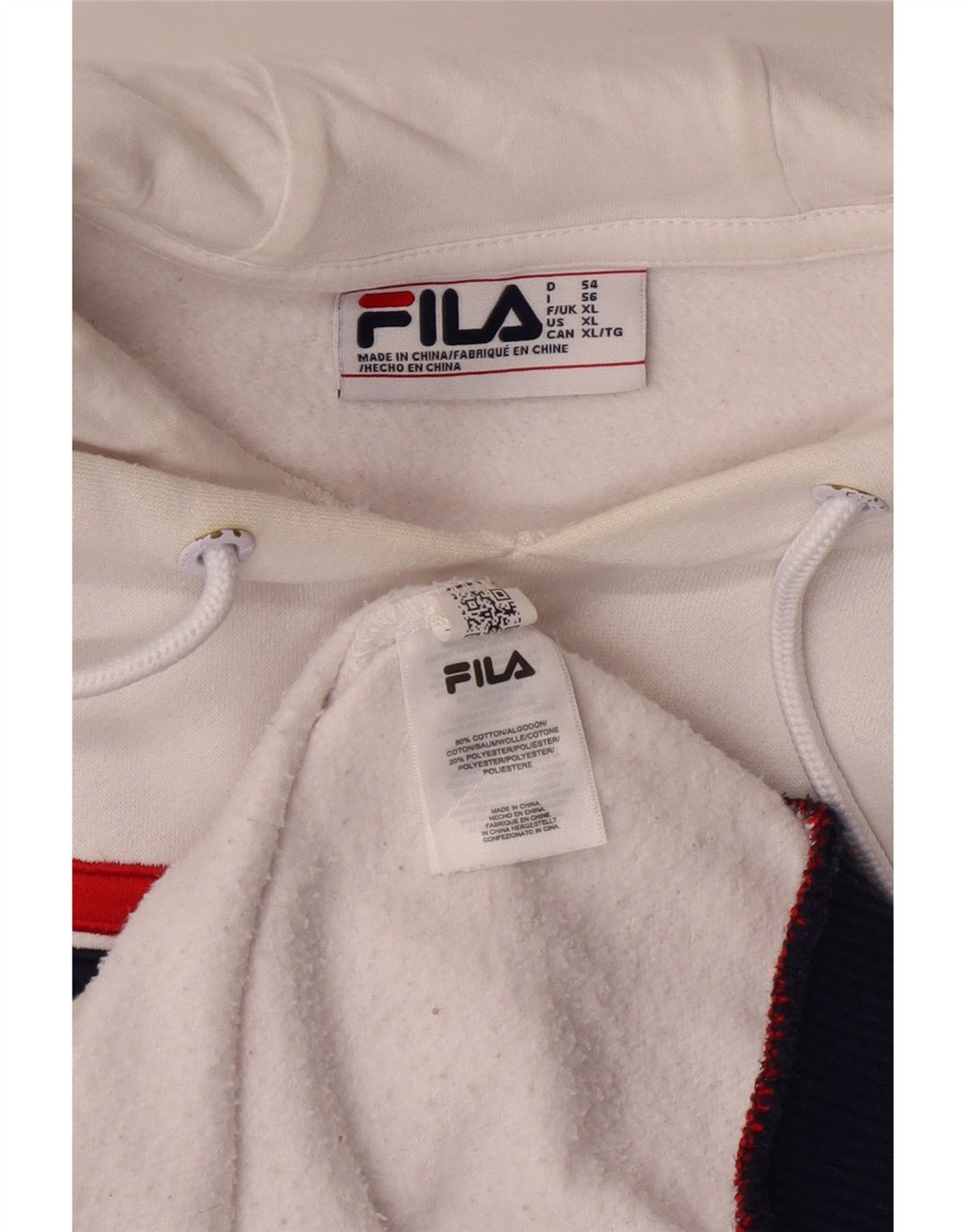 FILA Mens Graphic Hoodie Jumper XL Algodão Branco