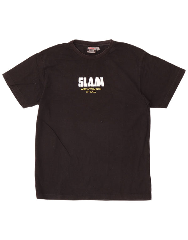 Camiseta gráfica masculina Slam Top médio algodão preto