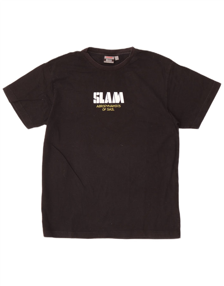 Camiseta gráfica masculina Slam Top médio algodão preto