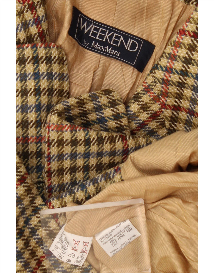 Max Mara Jaqueta Blazer Feminina Weekend 2 Botões Reino Unido 18 XL Verde Houndstooth