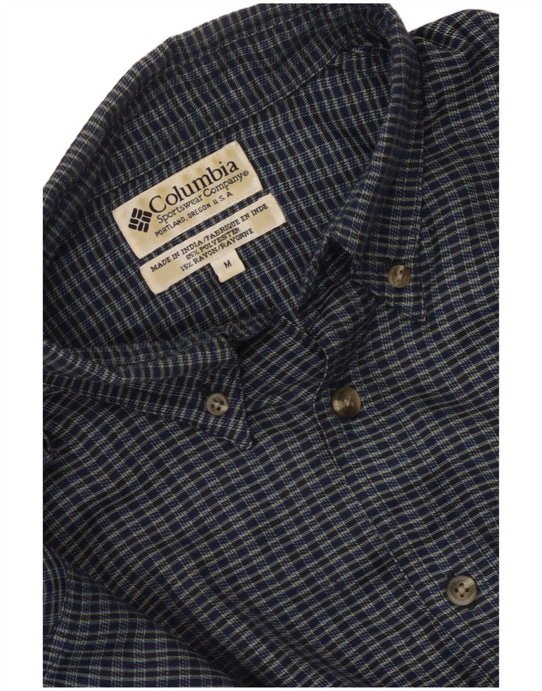 Camisa masculina de flanela Columbia poliéster xadrez azul médio