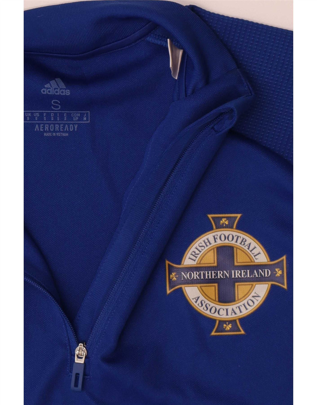 Adidas Mens Irish Football Zip Neck Pulôver Treino Top Pequeno Azul