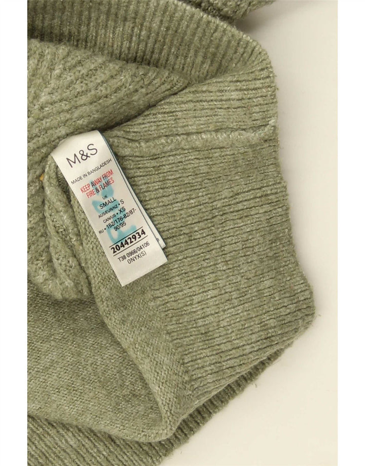 Suéter feminino Marks & Spencer com gola canoa Reino Unido 10 pequeno cáqui