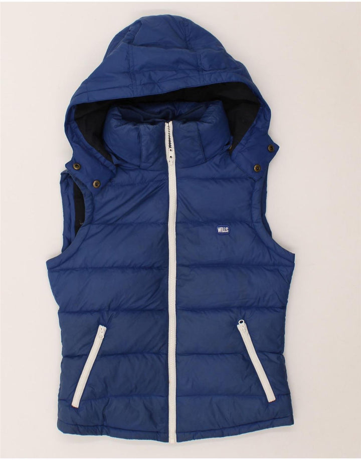 JACK WILLS Womens Hooded Padded Gilet UK 8 Small Blue Nylon Vintage Jack Wills and Second-Hand Jack Wills from Messina Hembry 