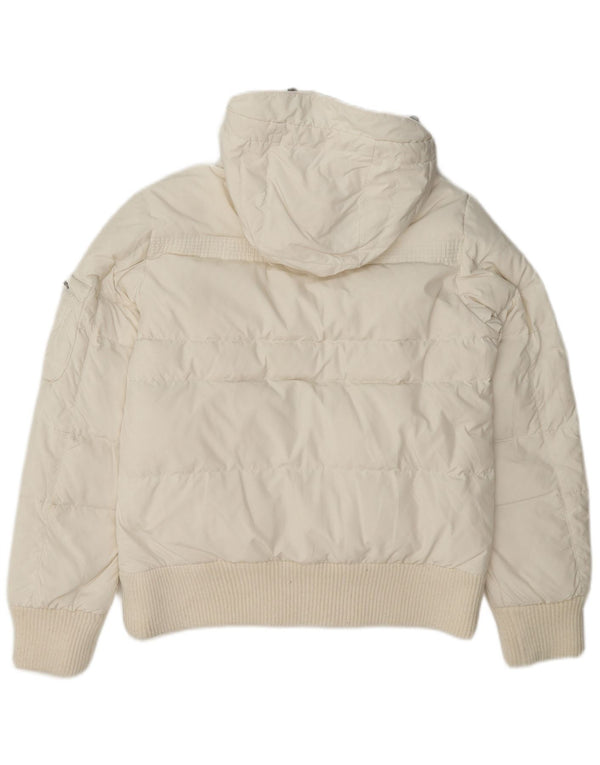 Jaqueta feminina com capuz bomber acolchoada Diadora UK 10 poliéster branco pequeno