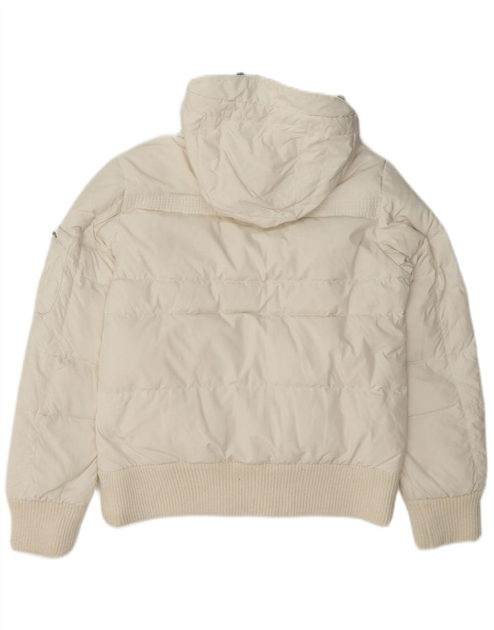 Jaqueta feminina com capuz bomber acolchoada Diadora UK 10 poliéster branco pequeno