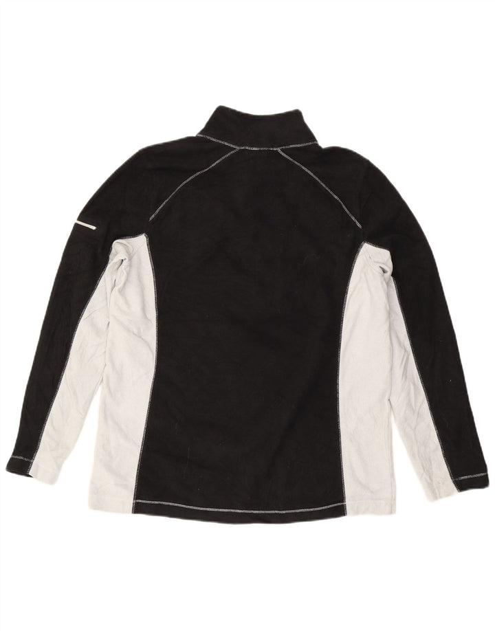 Eddie Bauer Suéter masculino de lã com zíper e gola grande em poliéster colorblock preto