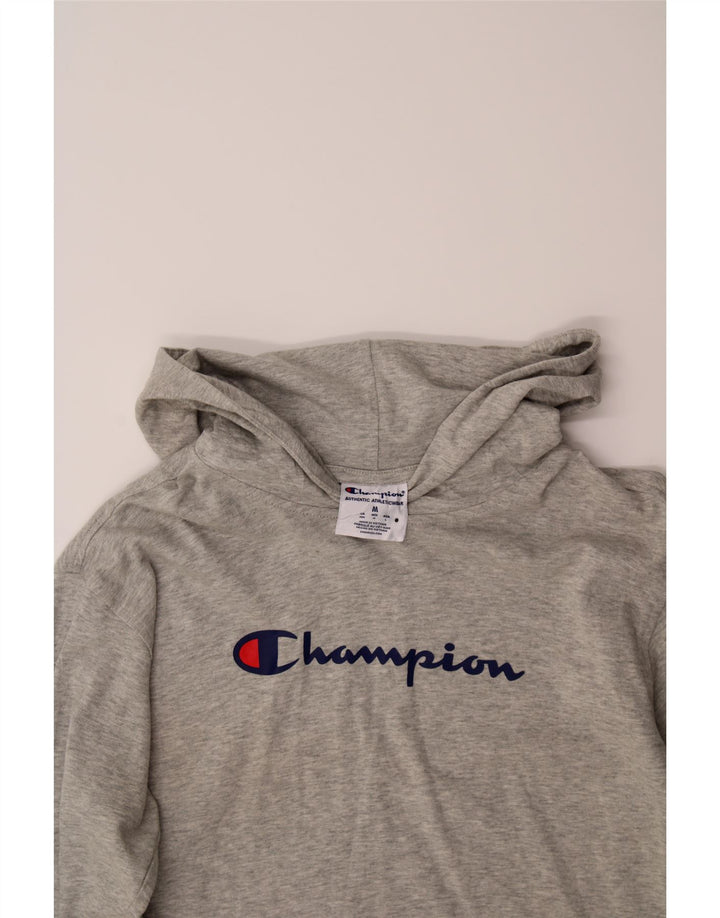 CHAMPION Womens Graphic Hoodie Jumper UK 14 Medium Grey Cotton Vintage Champion and Second-Hand Champion from Messina Hembry 