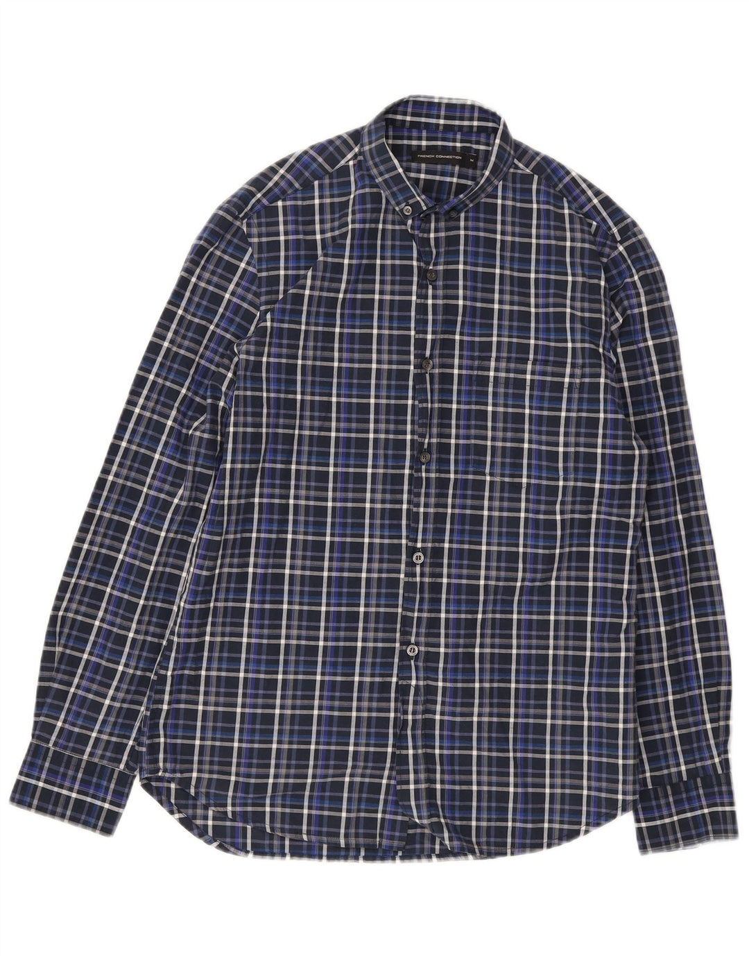 Camisa masculina French Connection de algodão xadrez médio azul marinho