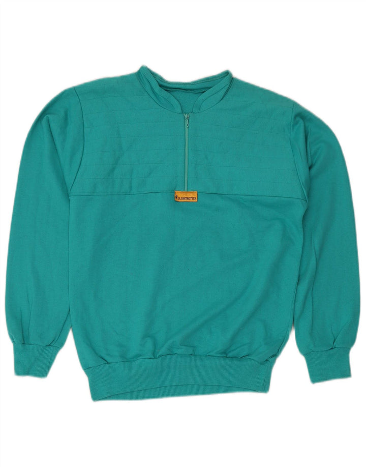GLOBE TROTTER Suéter feminino com zíper e gola em algodão azul médio UK 14