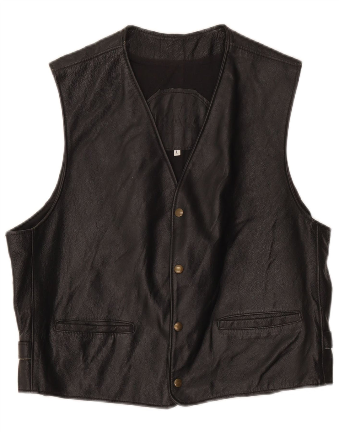 Colete de couro masculino grande preto