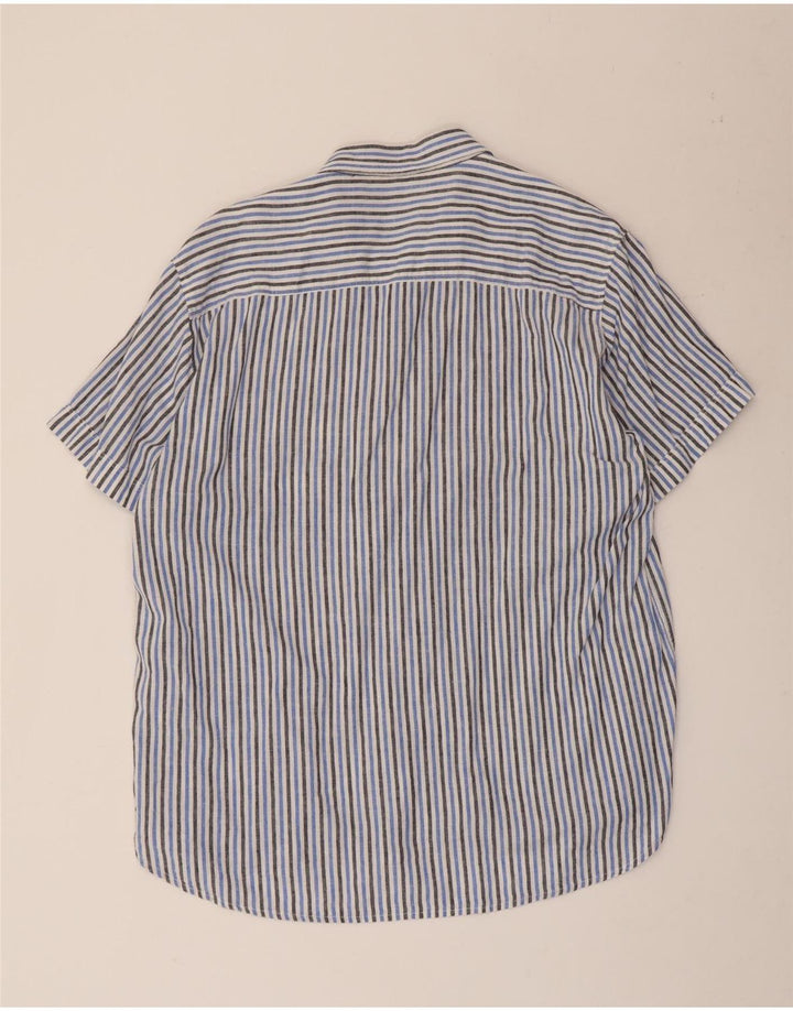 Camisa masculina Slam de manga curta 2XL algodão listrado azul