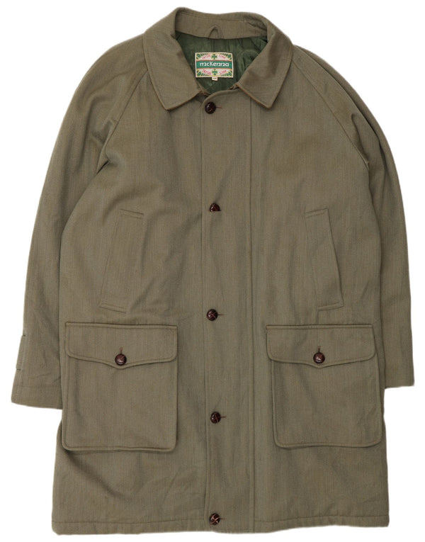 Sobretudo masculino vintage EU 58 4XL lã verde