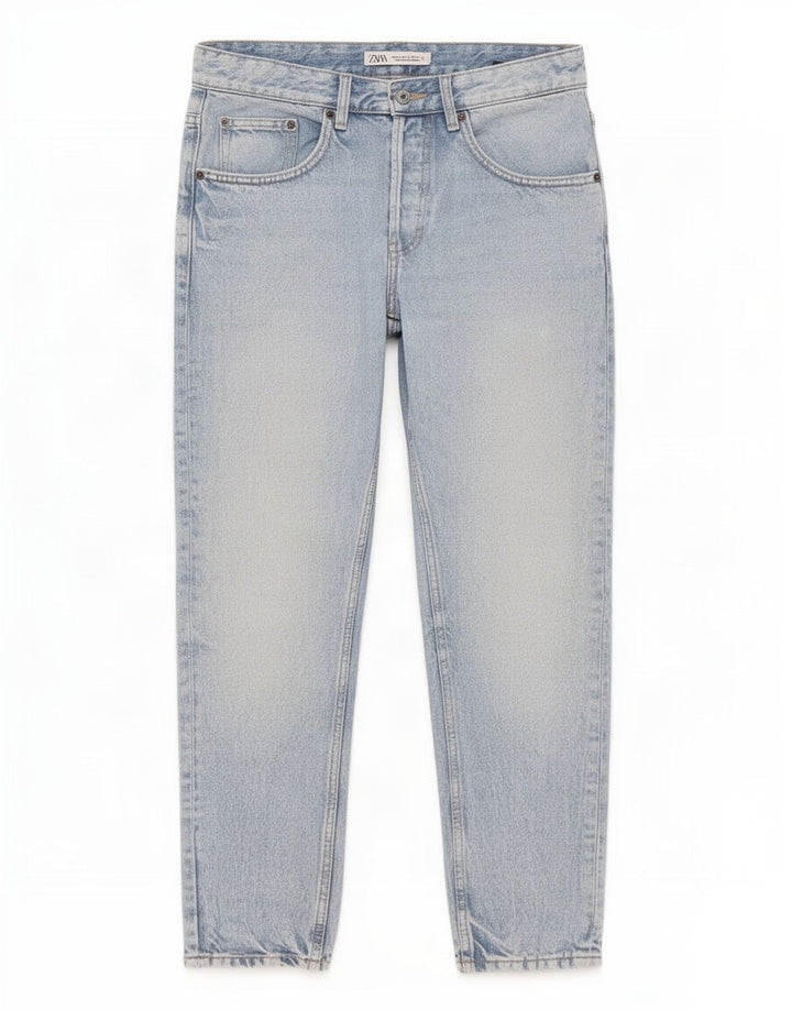 Zara Mens Slim Cropped Jeans EU 40 Médio W31 L26 Azul