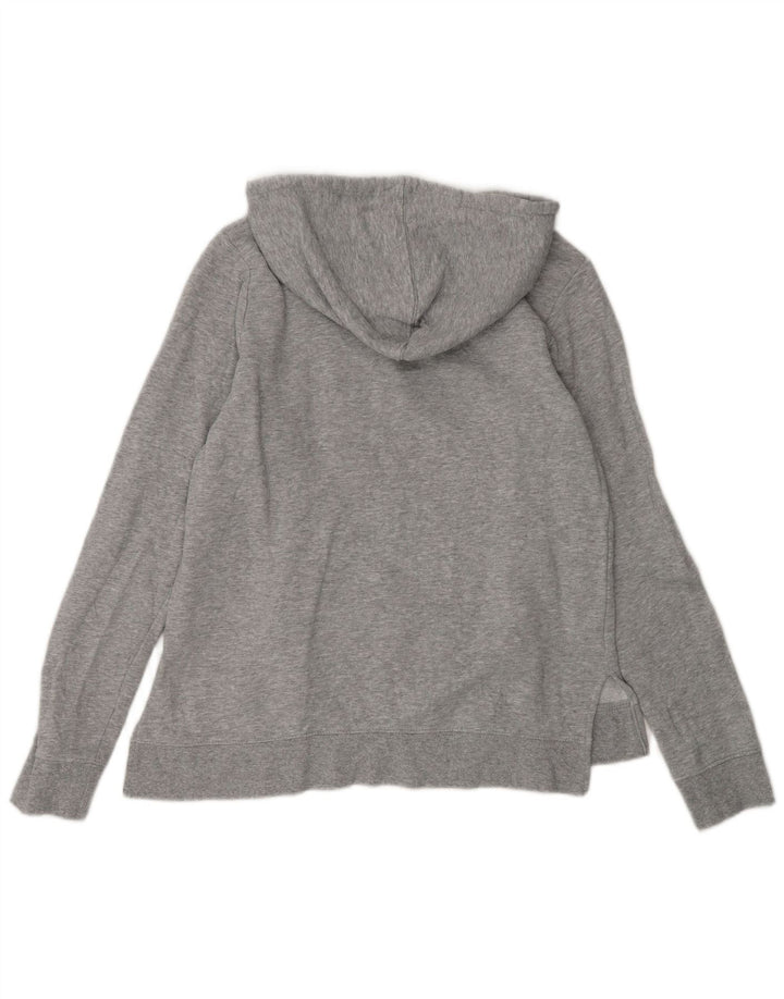 REEBOK feminino gráfico moletom com capuz UK 14 algodão manchado cinza médio