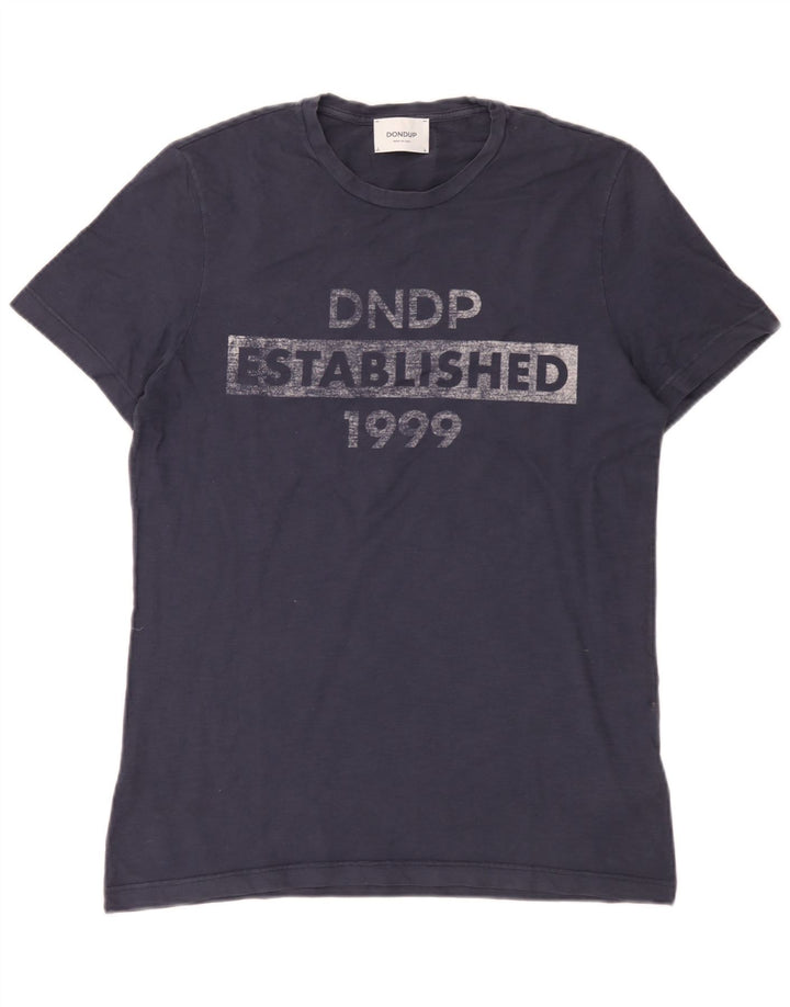 Dondup Camiseta masculina gráfica Top médio algodão azul marinho