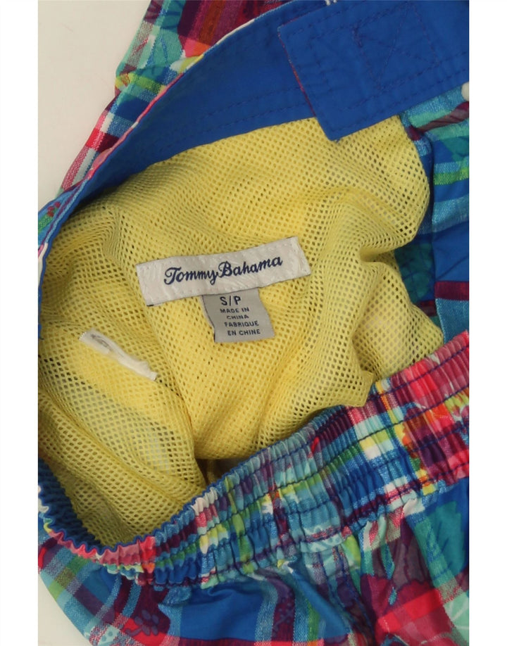 Shorts de natação masculino Tommy Bahama pequeno xadrez azul