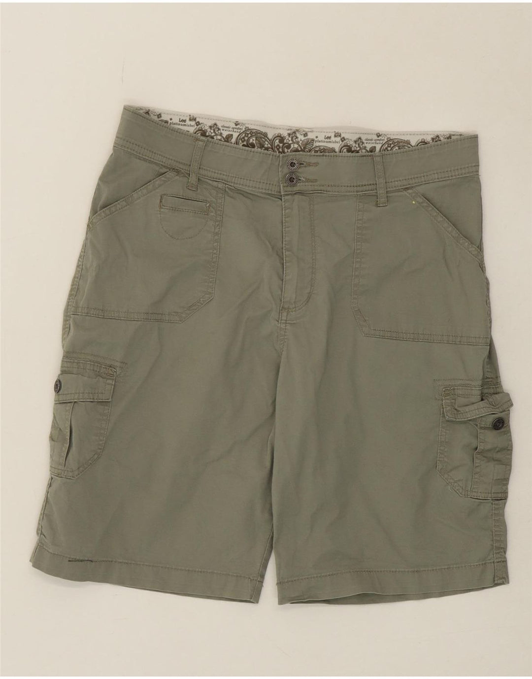 LEE Womens Platinum Label Cargo Shorts US 10 Large W32  Green Cotton Vintage Lee and Second-Hand Lee from Messina Hembry 
