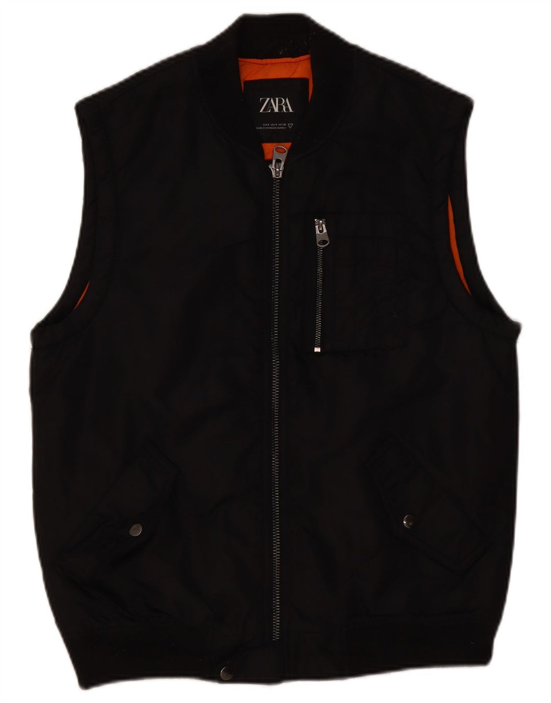 Zara Mens Utility Gilet UK 36 Pequeno Preto Nylon