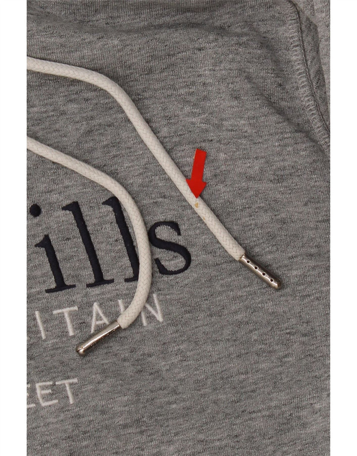 Suéter masculino com capuz gráfico Jack Wills, algodão manchado cinza médio