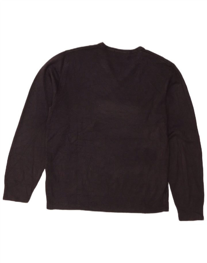 Suéter masculino Marks & Spencer Blue Harbor com decote em V grande azul marinho
