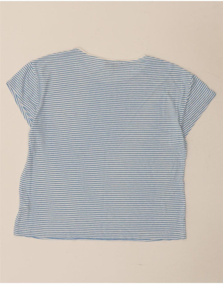 Camiseta feminina Marks & Spencer UK 12 linho listrado azul médio