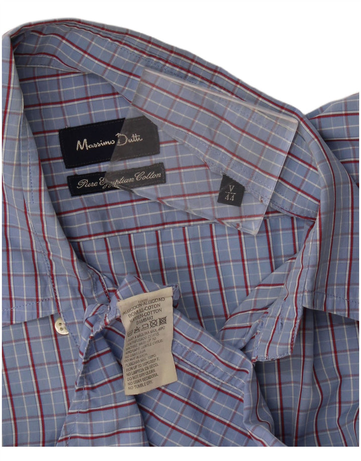 Camisa masculina Massimo Dutti tamanho 44 XL algodão xadrez azul