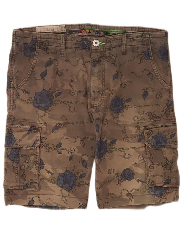 Shorts cargo masculino Scorpion Bay W34 grande algodão floral marrom