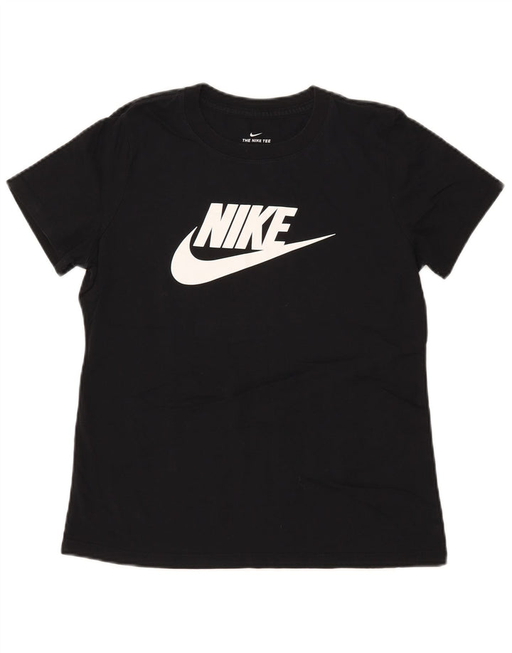 Camiseta feminina NIKE com estampa gráfica UK 14 médio algodão preto