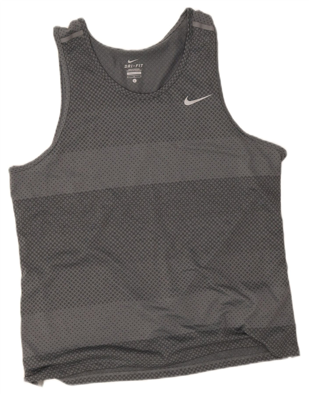 Nike Mens Dri Fit Vest Top Grande Cinza Listrado Poliéster