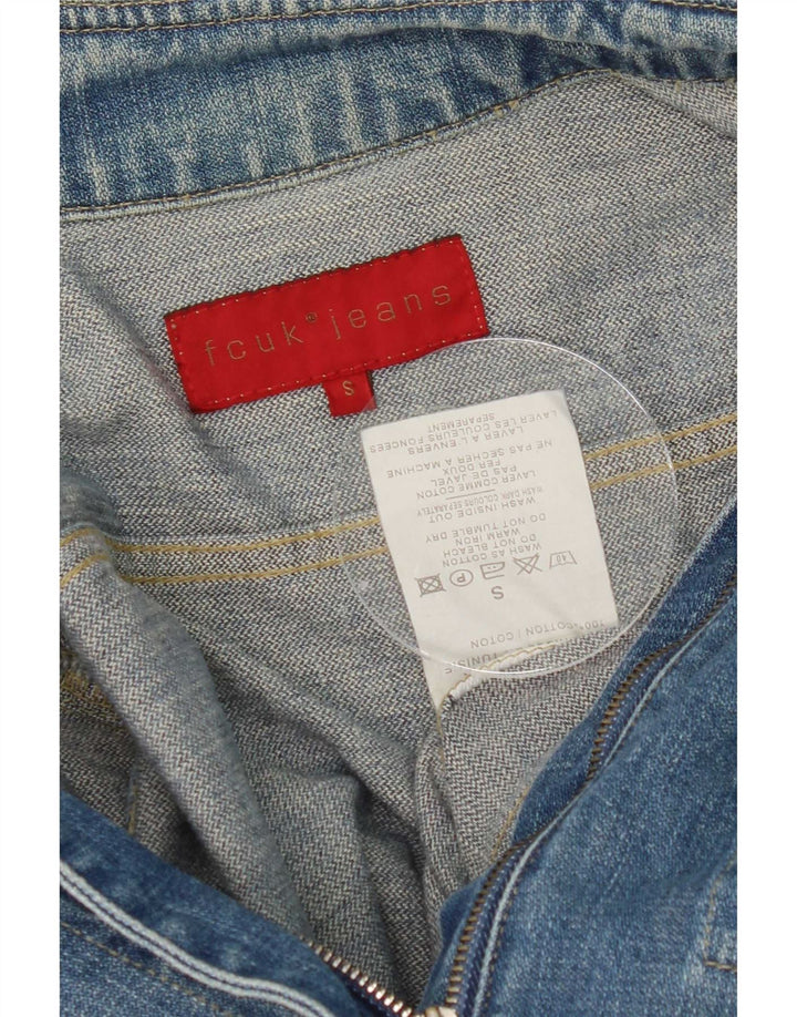 Jaqueta jeans feminina Fcuk Reino Unido 10 algodão azul pequeno