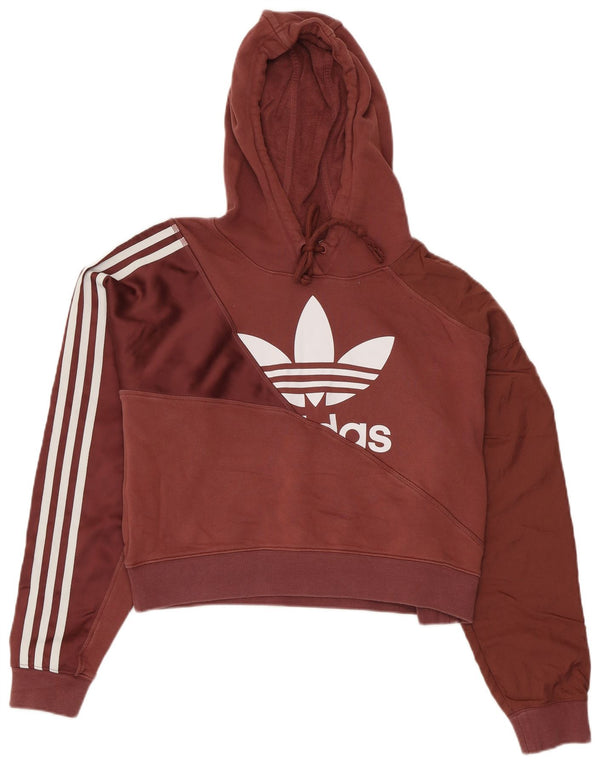 Adidas Womens Graphic Crop Hoodie Jumper Reino Unido 12 Médio Marrom Algodão