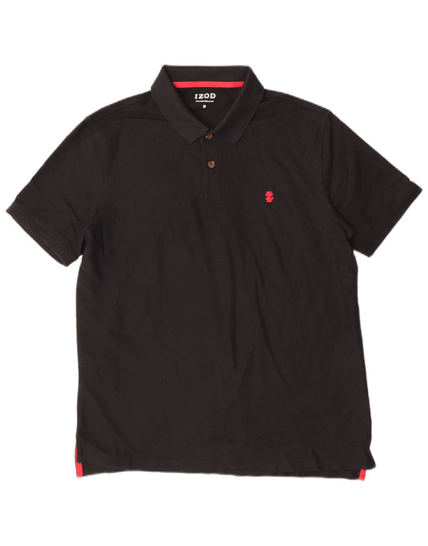 Camisa polo masculina Izod de algodão preto médio