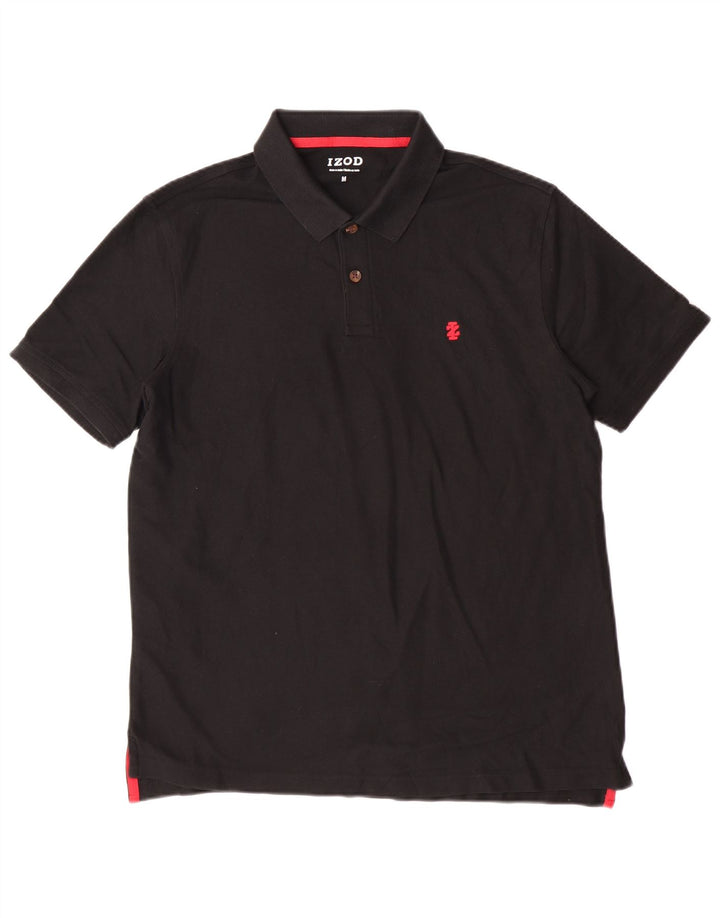 Camisa polo masculina Izod de algodão preto médio