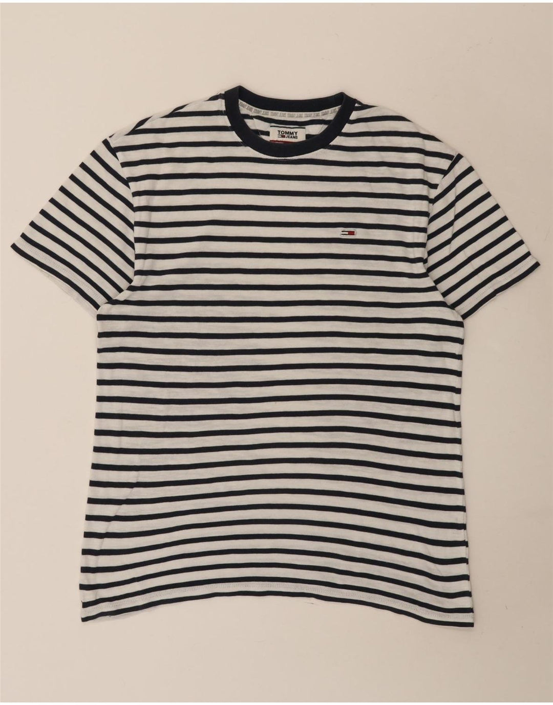 Camiseta masculina Tommy Hilfiger Top médio listrado branco