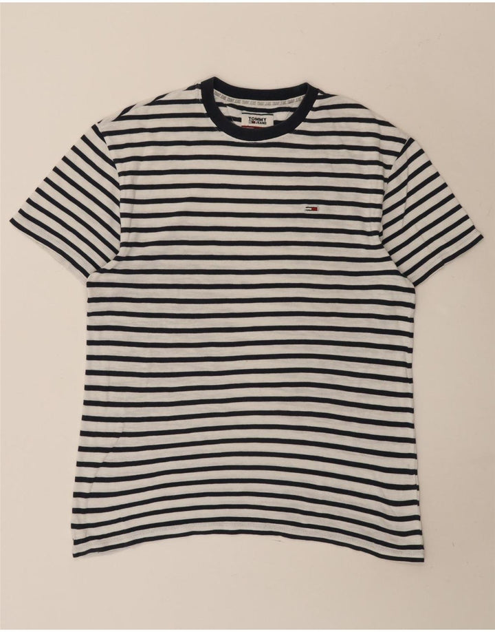 Camiseta masculina Tommy Hilfiger Top médio listrado branco