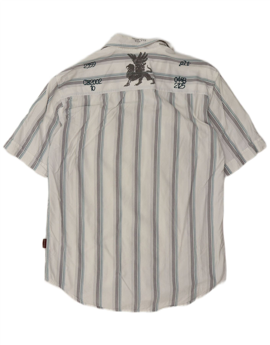 Camisa masculina Marlboro Classics de manga curta com listras brancas médias