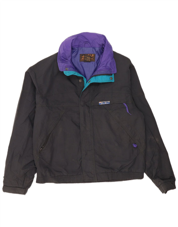 Jaqueta corta-vento masculina Eddie Bauer UK 36 pequena preta nylon