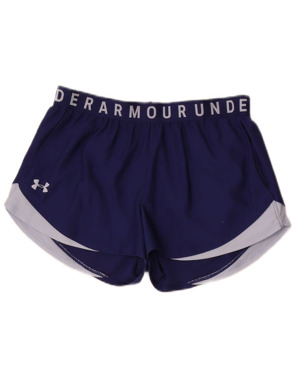 Shorts esportivos gráficos femininos Under Armour UK 14 médio azul esportivo