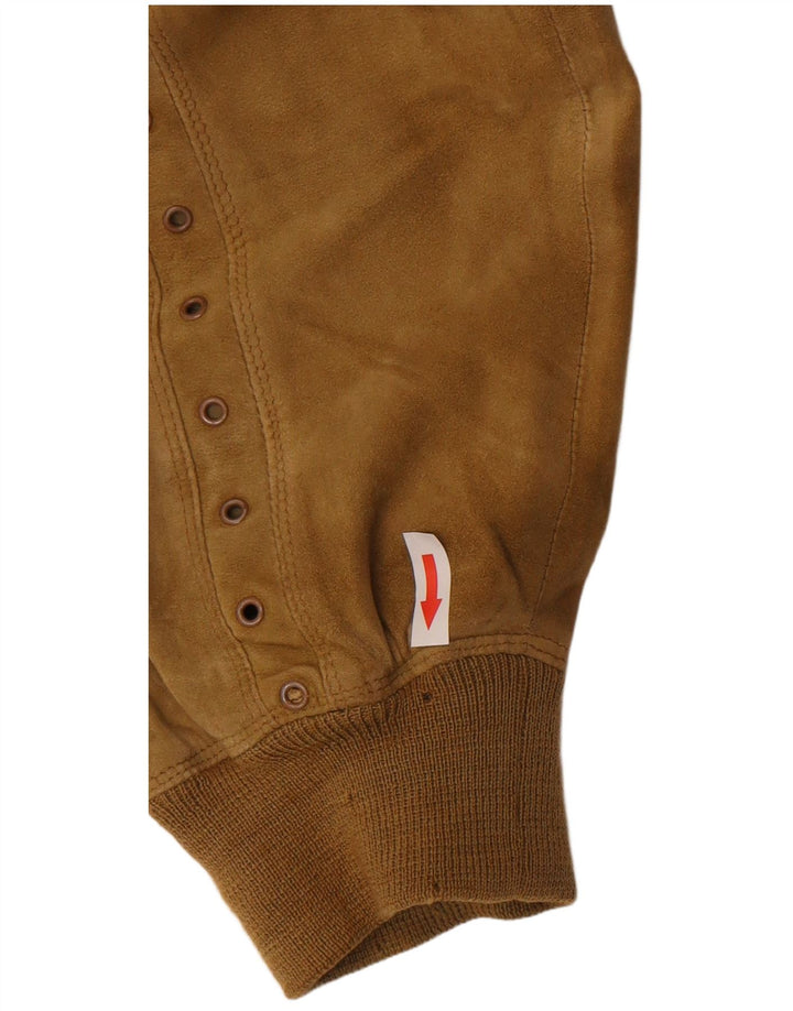 Gianni Versace Jaqueta bomber feminina de camurça com ajuste solto Reino Unido 38 Médio Bege