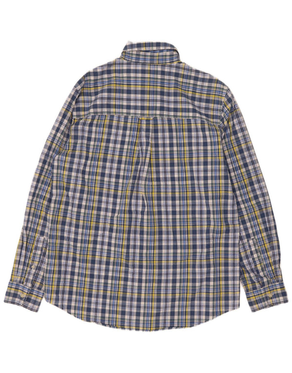 Camisa masculina Chaps Easy Care de algodão xadrez azul médio
